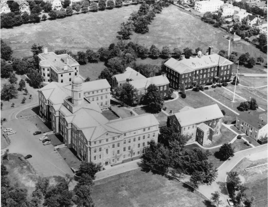Aerial photograph of the Studley campus, August 1957