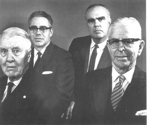 Photograph of physics professors taken about 1960.
